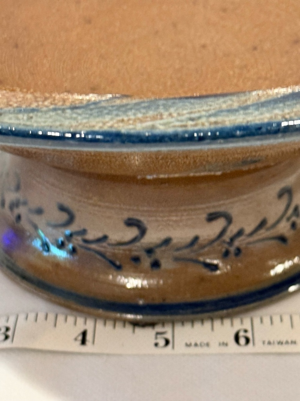 Rowe Pottery’s Historical Collection Pedestal Bowl with Cobalt Accents - Picture 5 of 7